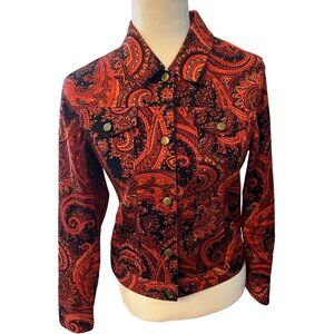 Bette & Court Red Paisley Button Up Jacket Size Small